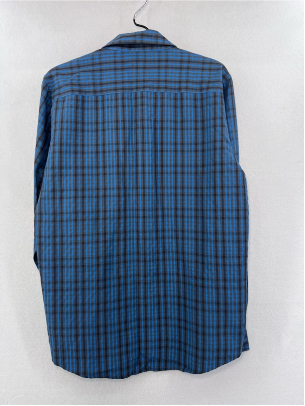 Nordic Track Camp Shirt Men's Large Plaid Blue Black Long Sleeve Outdoors - Picture 6 of 10